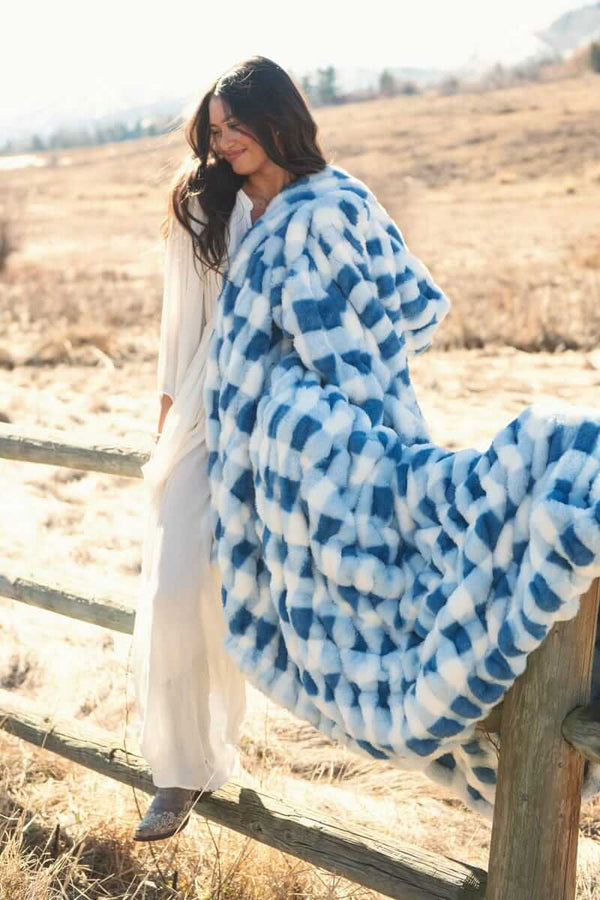 Hugs Gingham Denim Blanket